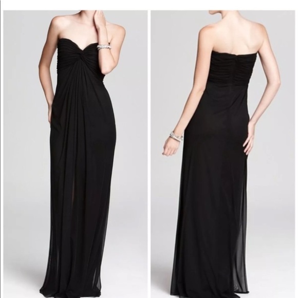 black silk strapless dress
